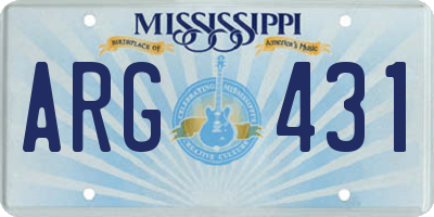 MS license plate ARG431