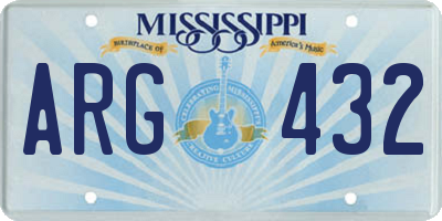 MS license plate ARG432