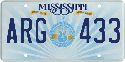 MS license plate ARG433