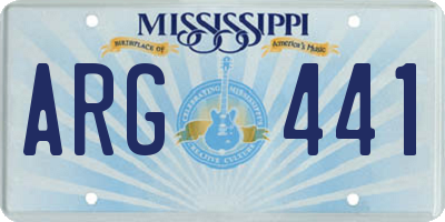 MS license plate ARG441