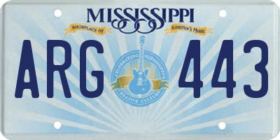 MS license plate ARG443