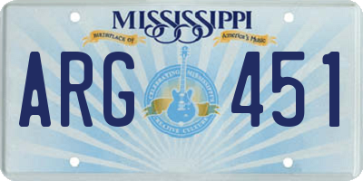 MS license plate ARG451