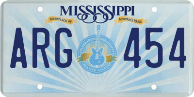 MS license plate ARG454