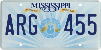 MS license plate ARG455