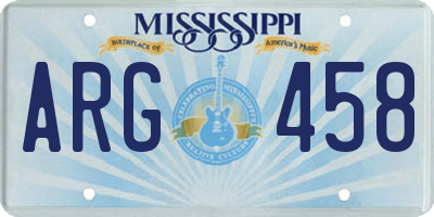 MS license plate ARG458