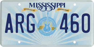 MS license plate ARG460