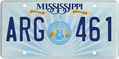 MS license plate ARG461