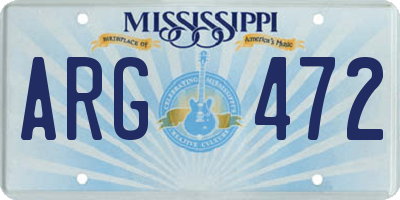 MS license plate ARG472