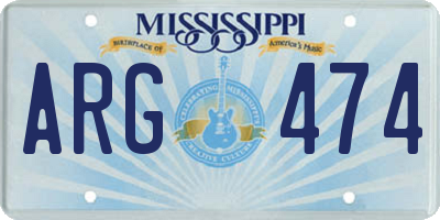 MS license plate ARG474