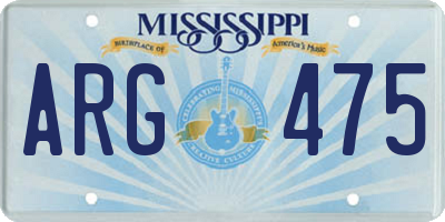 MS license plate ARG475