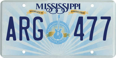 MS license plate ARG477