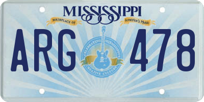 MS license plate ARG478