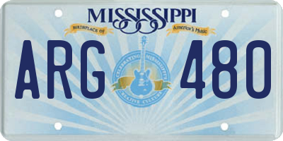 MS license plate ARG480
