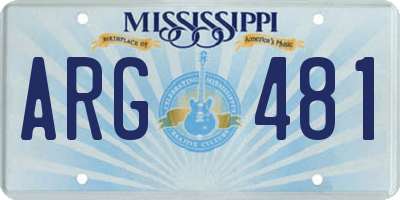 MS license plate ARG481