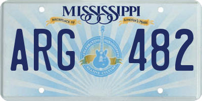 MS license plate ARG482