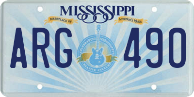MS license plate ARG490