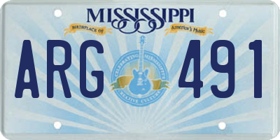 MS license plate ARG491