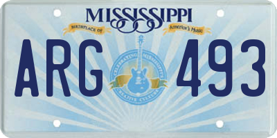 MS license plate ARG493