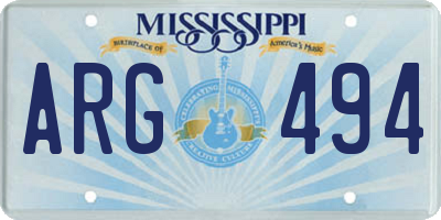 MS license plate ARG494