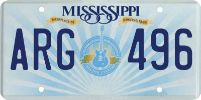 MS license plate ARG496