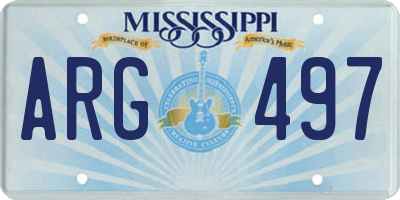 MS license plate ARG497