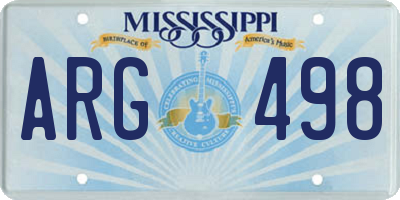 MS license plate ARG498