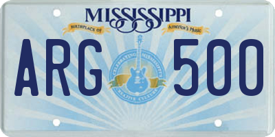 MS license plate ARG500