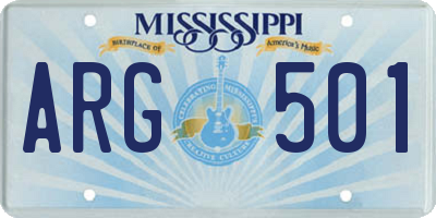 MS license plate ARG501