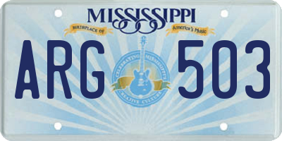MS license plate ARG503