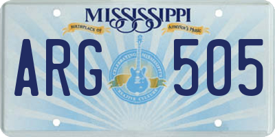 MS license plate ARG505