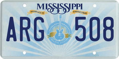MS license plate ARG508
