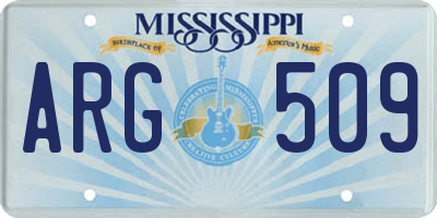 MS license plate ARG509