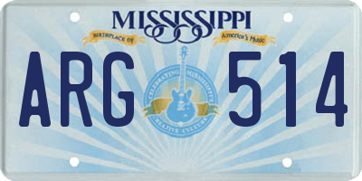 MS license plate ARG514
