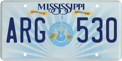 MS license plate ARG530