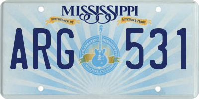 MS license plate ARG531