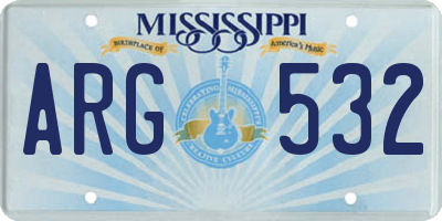 MS license plate ARG532