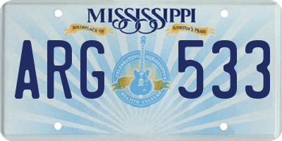 MS license plate ARG533