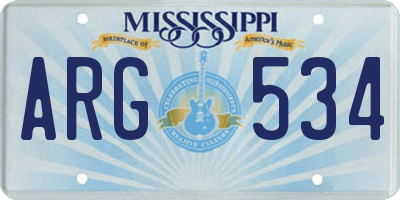 MS license plate ARG534