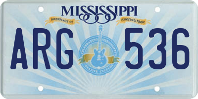MS license plate ARG536