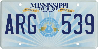 MS license plate ARG539