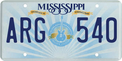 MS license plate ARG540