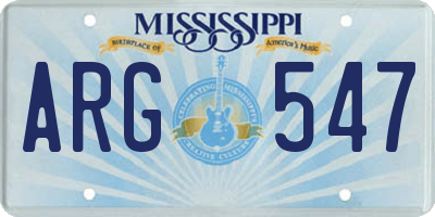 MS license plate ARG547