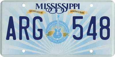 MS license plate ARG548
