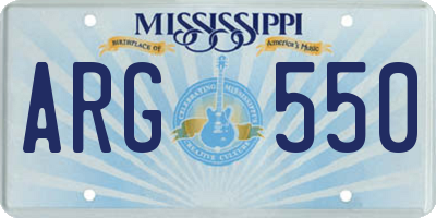 MS license plate ARG550