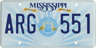MS license plate ARG551