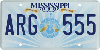 MS license plate ARG555