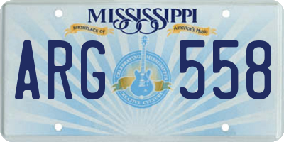 MS license plate ARG558