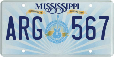 MS license plate ARG567