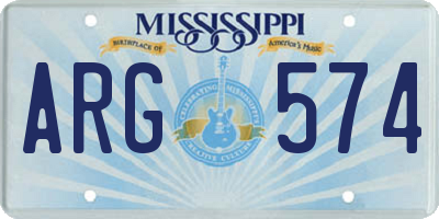MS license plate ARG574
