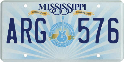 MS license plate ARG576